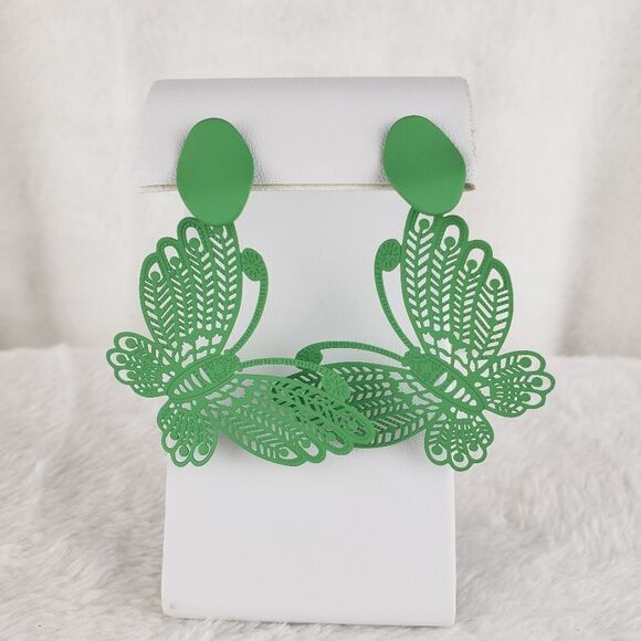 Butterfly Cutout Etched Drop Earrings - Picture 1 of 3